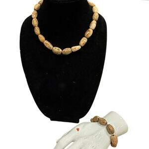 Barse 925 Sterling Silver Picture Jasper Necklace Bracelet Set Chunky Jewelry